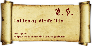 Malitsky Vitália névjegykártya